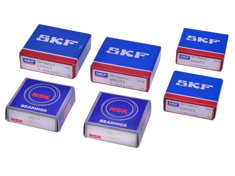 Lagerset - motor 50cc compleet. Alle lagers die je nodig hebt bij een blokrevisie van 3/4/5-V Kreidler Florett motoren. 4 x SKF, 2 x NSK (krukas BO17)