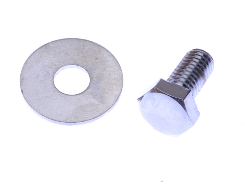 Chroombout M8 x 18 inclusief chroom ring voor bevestiging grondplaat /voorvork