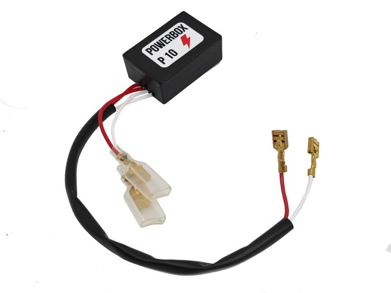Kokusan/MHKZ Powerbox P10 voor standaard bromfietsen (max. 9000 TPM). Optimaliseert ontstekingstijdstip met name in middengebied.