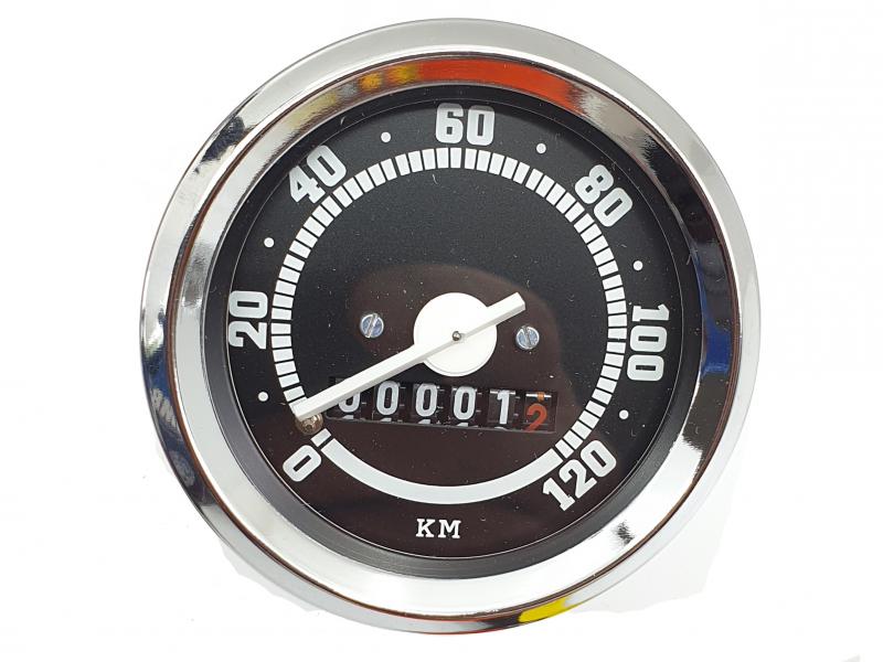 Kilometerteller model VDO 120 km/h met tellerverlichting,&nbsp;inbouwdiameter 60mm