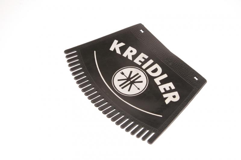 Spatlap rubber zwart met witte Kreidler opdruk. een origineel extra uit de jaren '60.