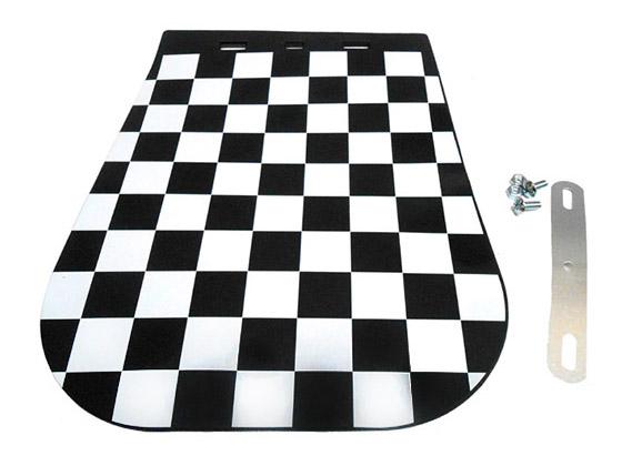 Spatlap rubber wit met zwarte blok opdruk. een accessoire uit de jaren '60. 16,5x24cm