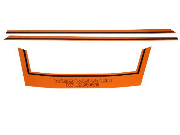 Transfer voor spoiler en sierstrip Weltmeister buddyseat Oranje