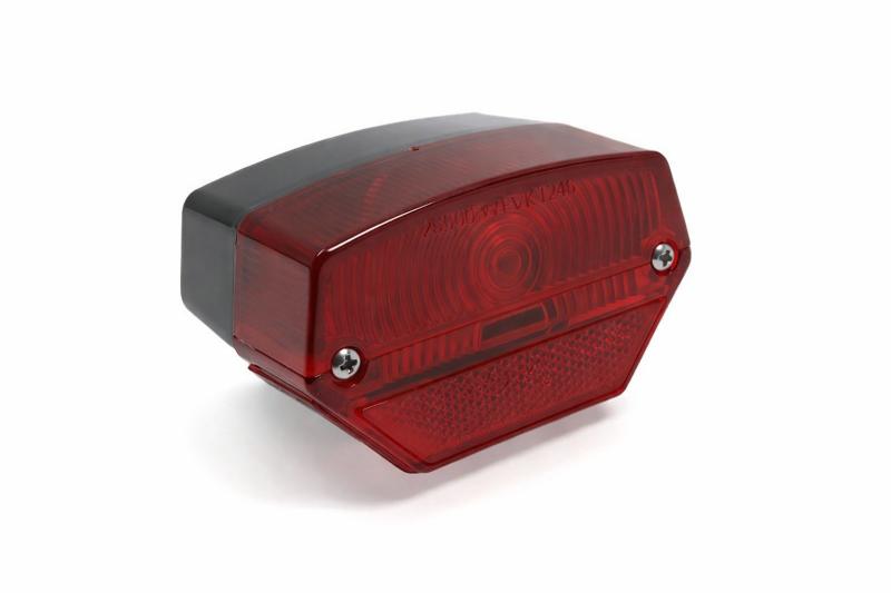 Achterlicht ecoonomie, zonder voet voor inbouw/aanbouw met rood glas en kentekenverlichting