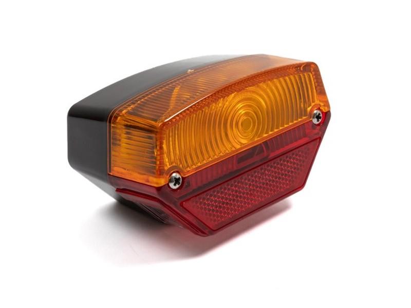 Achterlicht ecoonomie, zonder voet voor inbouw/aanbouw met /oranje-rood glas en kentekenverlichting