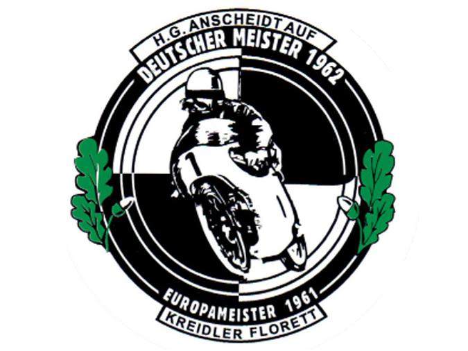 Transfer Kreidler Europaweltmeister 1961 in zwart/wit/groen diamater 10cm