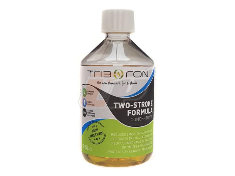 Triboron 0,5 liter, meng 1:100. Vervanger voor tweetakt olie. Schonere verbranding, minder uitstoot van fijnstof.