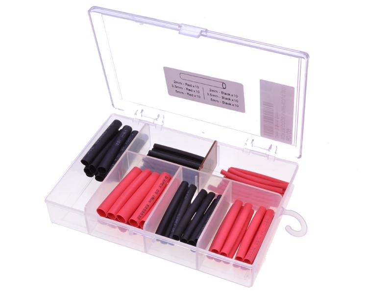 Krimpkous assortiment zwart/rood 2mm/3,5mm/5mm