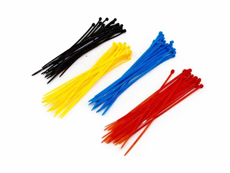 Tie-rips/ trekbandjes 4 kleuren 150mm x 2,5mm (100 stuks)