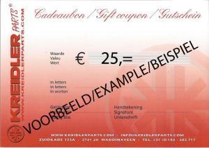 Cadeaubon &euro; 25,00 In te wisselen via de website en aan de balie!