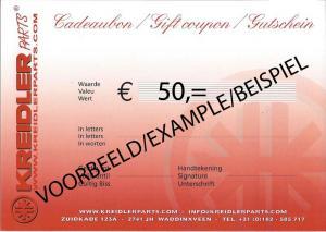 Cadeaubon &euro; 50,00
In te wisselen via de website en aan de balie!